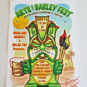 RIO & THE ROCKABILLY REVIVAL POSTER 17" x 11" RARE Gig ARTS & BARLEY FEST TIKI